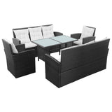 vidaXL 5-piece Lounge Set with Cushions Poly Rattan Black