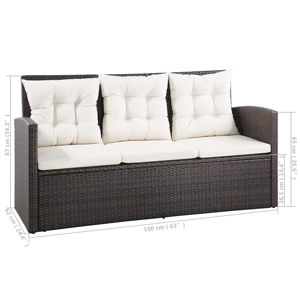 vidaXL 5-piece Lounge Set with Cushions Poly Rattan Black
