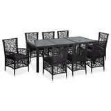 vidaXL 9-piece Garden Dining Set Poly Rattan Black