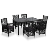 vidaXL 9-piece Garden Dining Set Poly Rattan Black