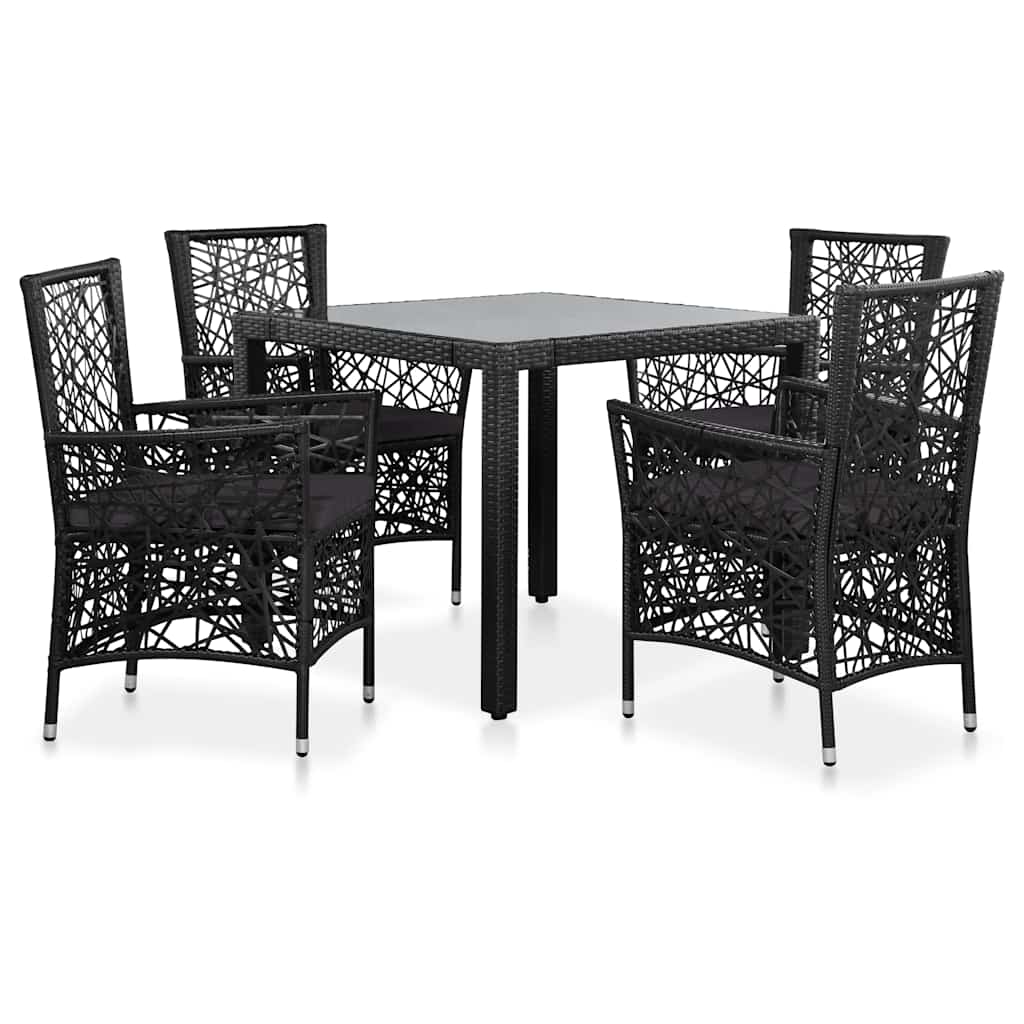 vidaXL 9-piece Garden Dining Set Poly Rattan Black