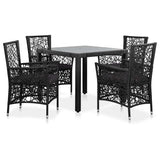 vidaXL 9-piece Garden Dining Set Poly Rattan Black