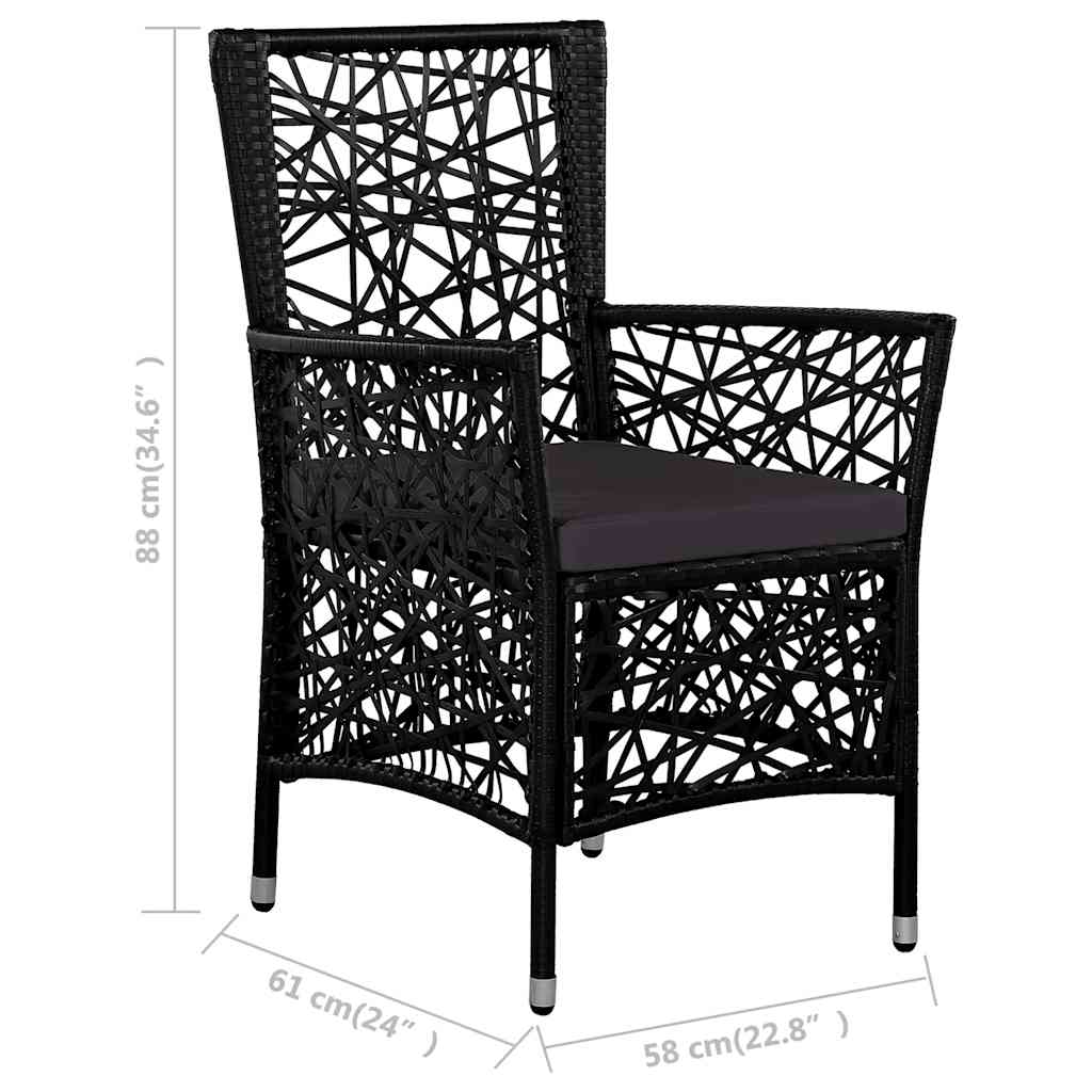 vidaXL 9-piece Garden Dining Set Poly Rattan Black