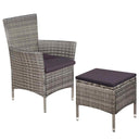 vidaXL Tuinstoel en kruk met kussens poly rattan bruin