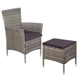 vidaXL Tuinstoel en kruk met kussens poly rattan bruin