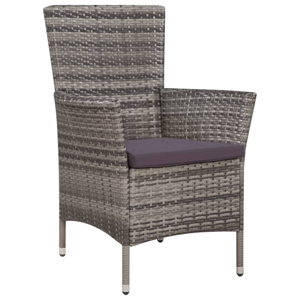 vidaXL Tuinstoel en kruk met kussens poly rattan bruin