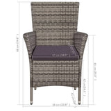 vidaXL Tuinstoel en kruk met kussens poly rattan bruin