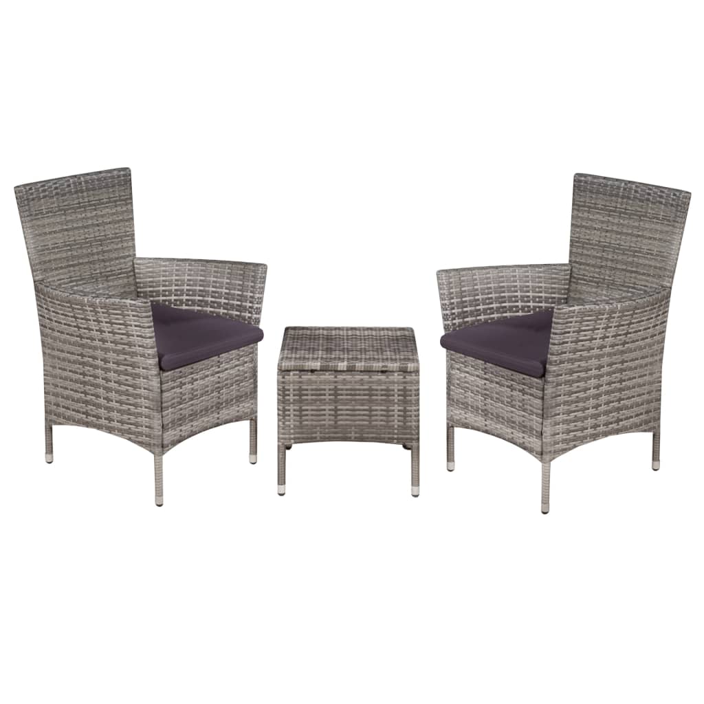 vidaXL 3-delige Bistroset poly rattan bruin