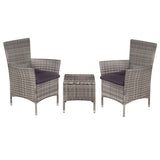 vidaXL 3-delige Bistroset poly rattan bruin