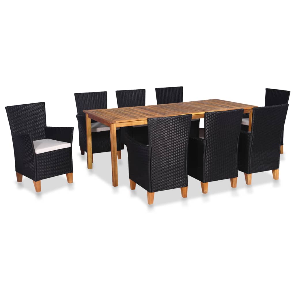 vidaXL 7-delige Tuinset poly rattan zwart en bruin