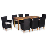 vidaXL 7-delige Tuinset poly rattan zwart en bruin