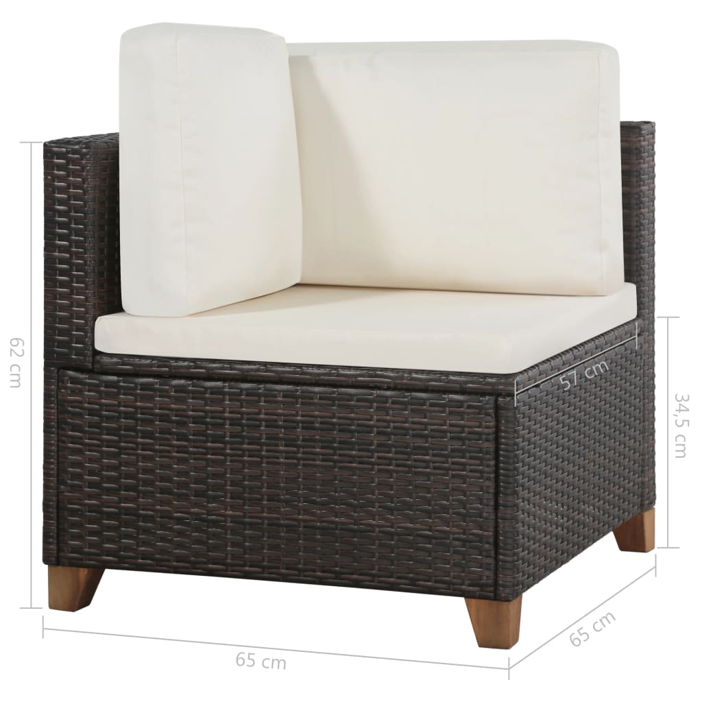 vidaXL 4-delige Loungeset met kussens poly rattan zwart