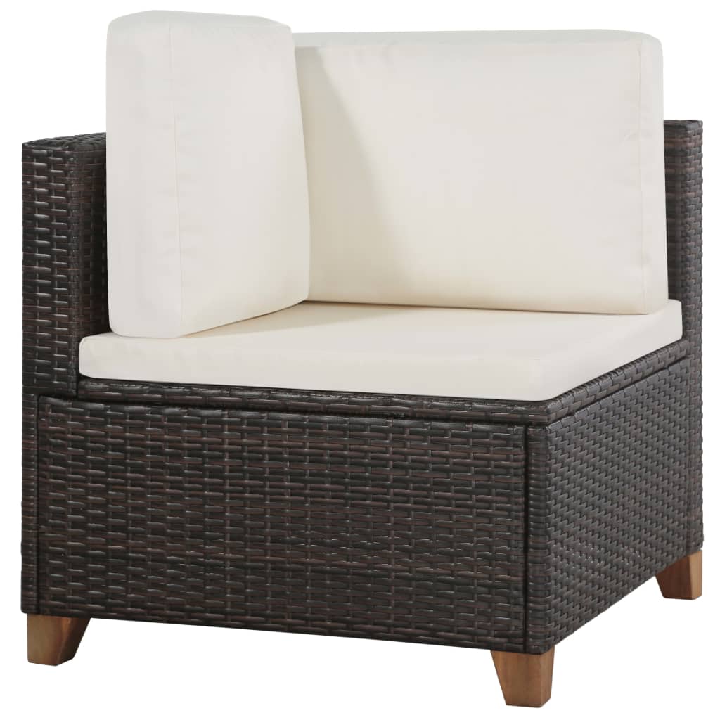vidaXL 4-delige Loungeset met kussens poly rattan zwart