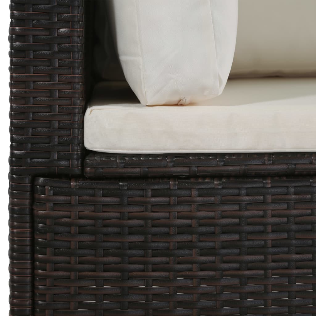 vidaXL 4-delige Loungeset met kussens poly rattan zwart