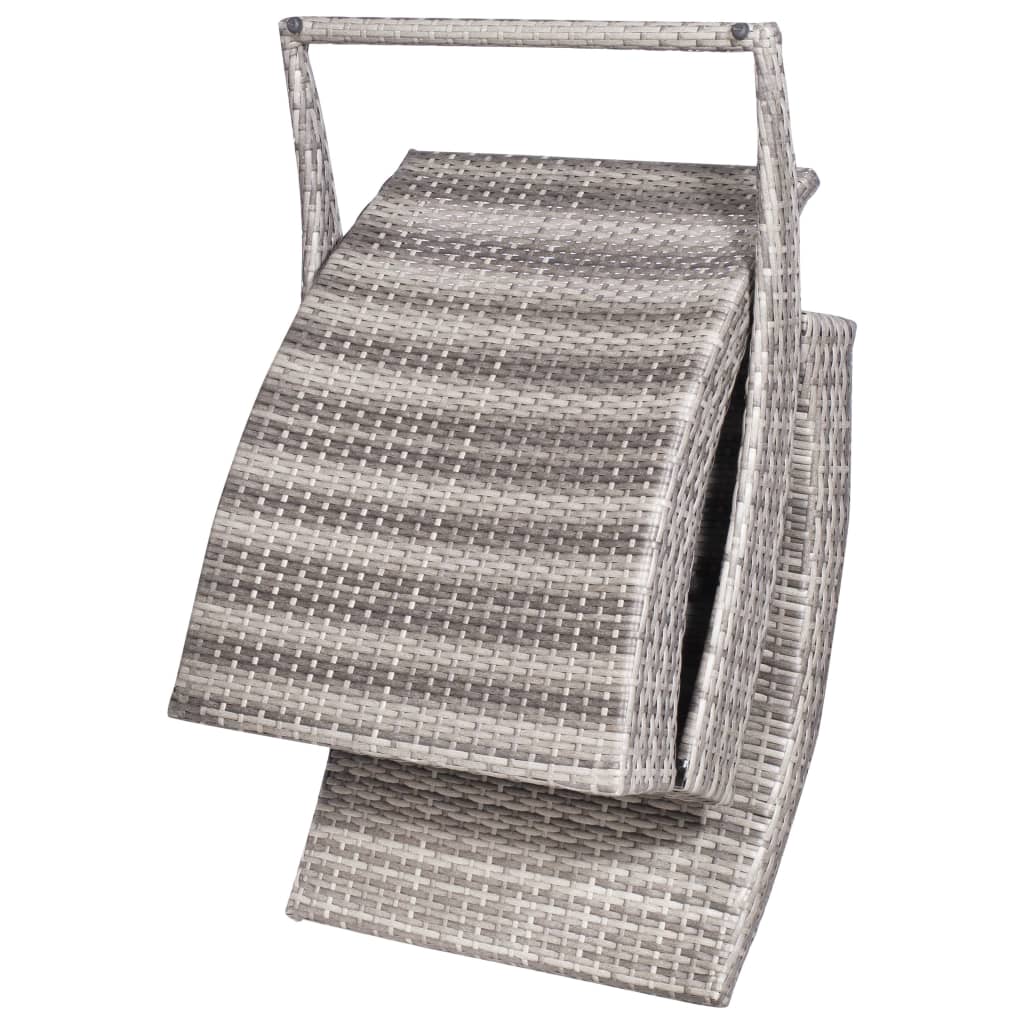 vidaXL Ligbed inklapbaar met kussen poly rattan bruin