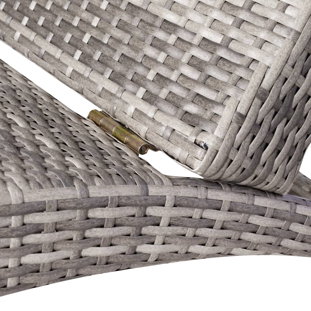 vidaXL Ligbed inklapbaar met kussen poly rattan bruin