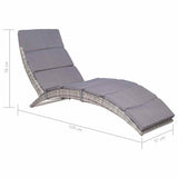 vidaXL Ligbed inklapbaar met kussen poly rattan bruin