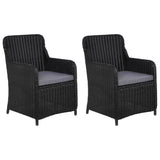 vidaXL Garden Chairs 2 pcs with cushions poly rattan black