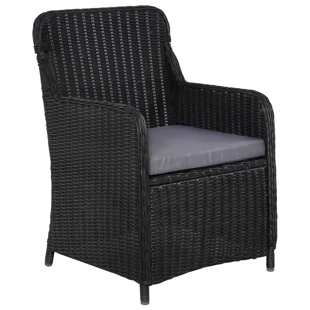 vidaXL Garden Chairs 2 pcs with cushions poly rattan black