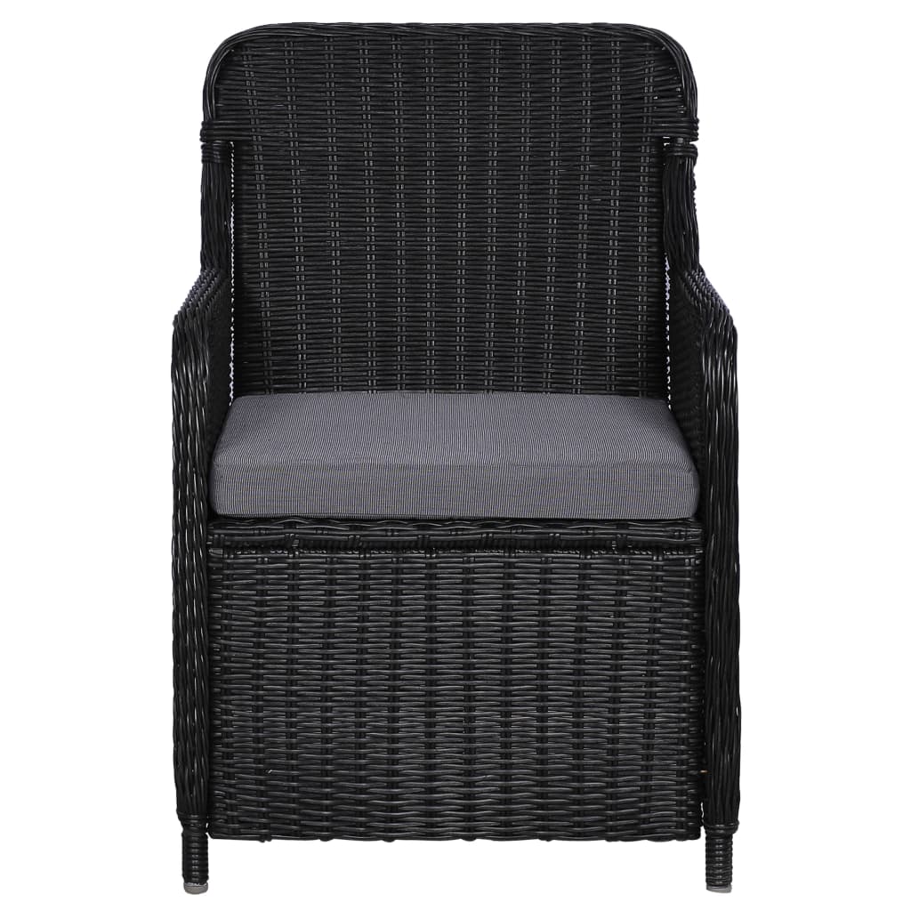 vidaXL Garden Chairs 2 pcs with cushions poly rattan black