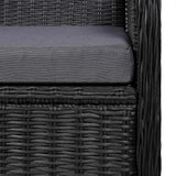 vidaXL Garden Chairs 2 pcs with cushions poly rattan black