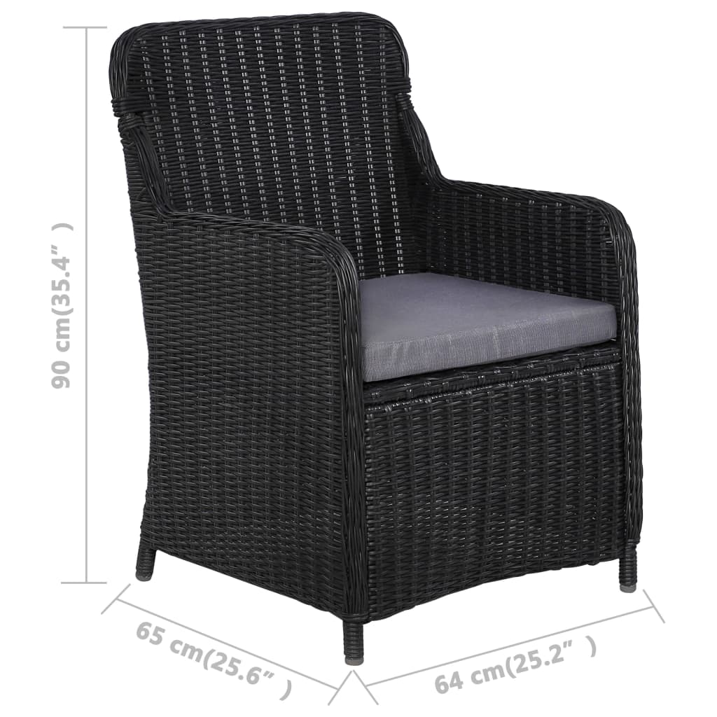 vidaXL Garden Chairs 2 pcs with cushions poly rattan black
