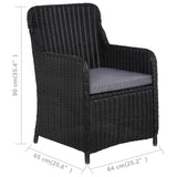 vidaXL Garden Chairs 2 pcs with cushions poly rattan black