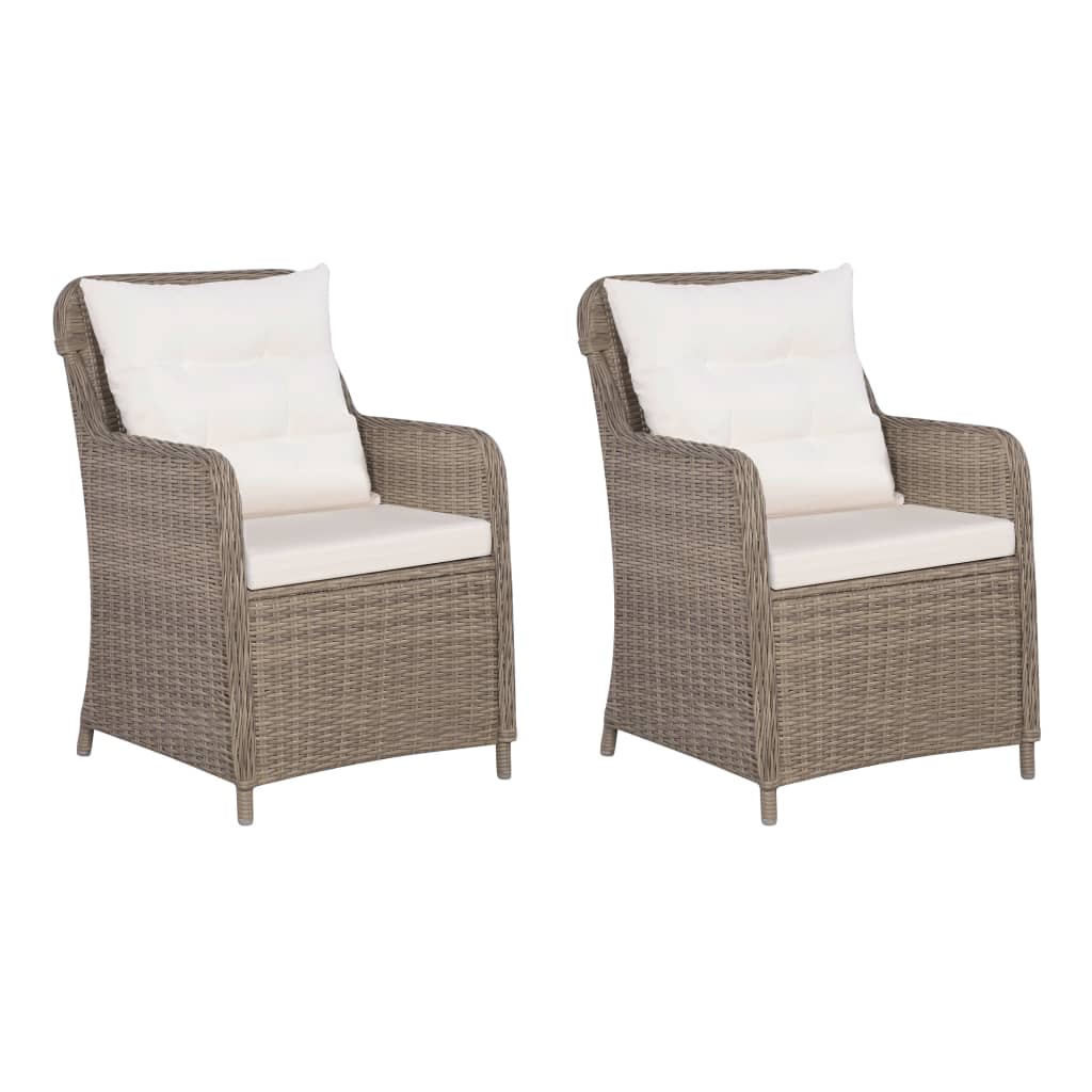 vidaXL 3-delige Bistroset met kussens poly rattan bruin