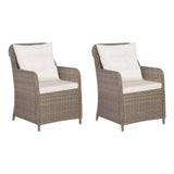 vidaXL 3-delige Bistroset met kussens poly rattan bruin
