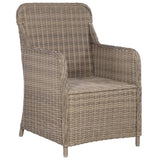 vidaXL 3-delige Bistroset met kussens poly rattan bruin