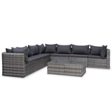 vidaXL 8-Piece Lounge Set with Cushions Poly Rattan Grey