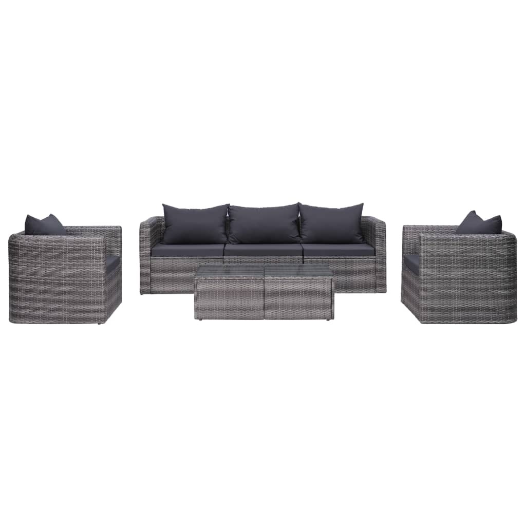 vidaXL 8-Piece Lounge Set with Cushions Poly Rattan Grey