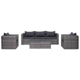 vidaXL 8-Piece Lounge Set with Cushions Poly Rattan Grey