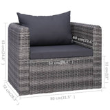 vidaXL 8-Piece Lounge Set with Cushions Poly Rattan Grey