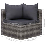 vidaXL 8-Piece Lounge Set with Cushions Poly Rattan Grey