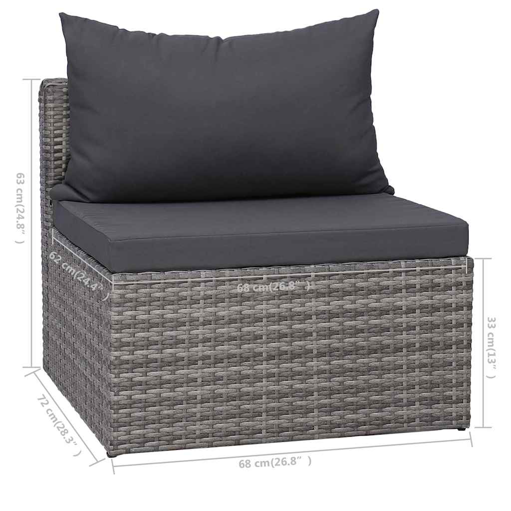 vidaXL 8-Piece Lounge Set with Cushions Poly Rattan Grey