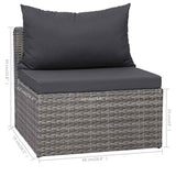 vidaXL 8-Piece Lounge Set with Cushions Poly Rattan Grey
