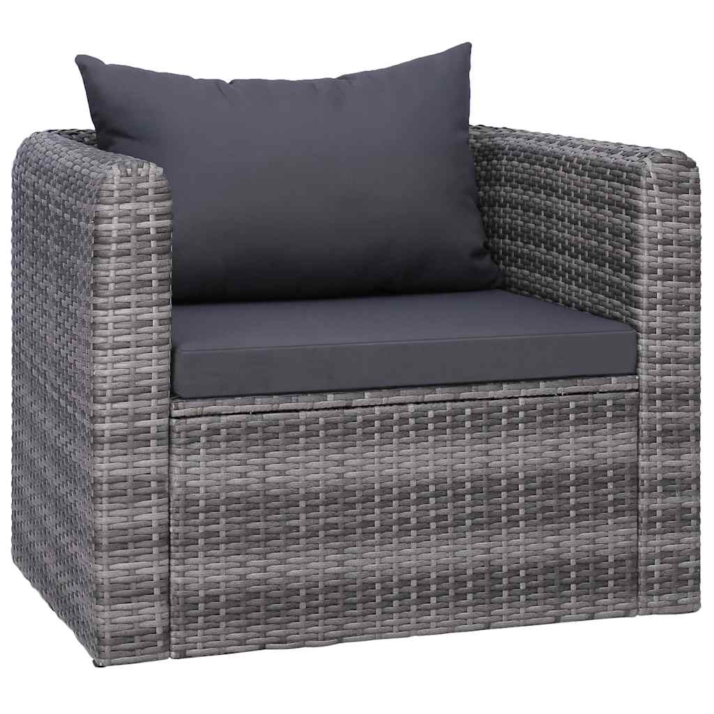 vidaXL 8-Piece Lounge Set with Cushions Poly Rattan Grey