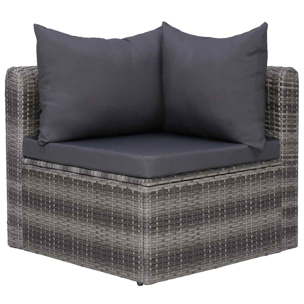 vidaXL 8-Piece Lounge Set with Cushions Poly Rattan Grey