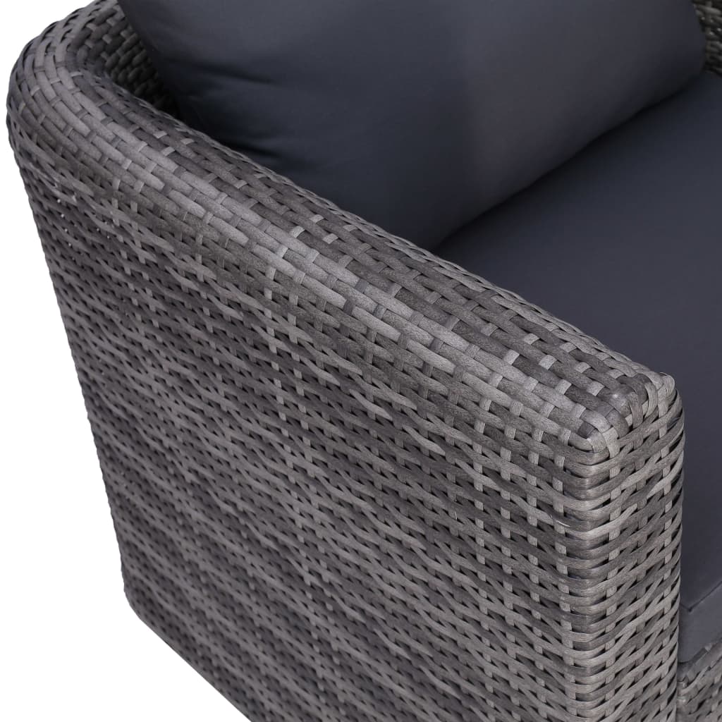 vidaXL 8-Piece Lounge Set with Cushions Poly Rattan Grey