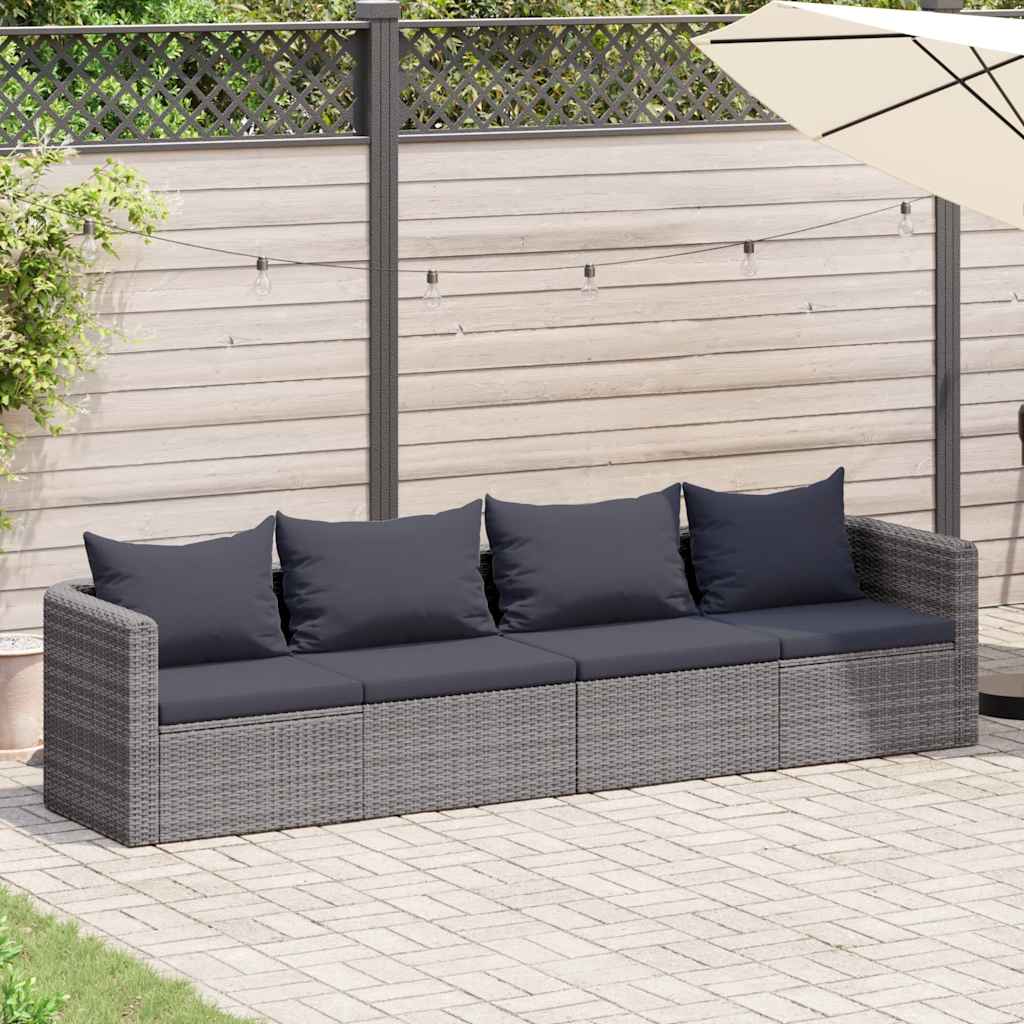 vidaXL Tuinhoekbanken 2 st poly rattan grijs