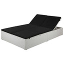 vidaXL Ligbed tweepersoons met kussen poly rattan bruin