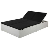vidaXL Ligbed tweepersoons met kussen poly rattan bruin