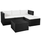 vidaXL 3-Piece Poly Rattan Lounge Set Black and White