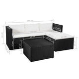 vidaXL 3-Piece Poly Rattan Lounge Set Black and White