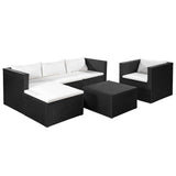 vidaXL 4-delige Loungeset poly rattan zwart en wit