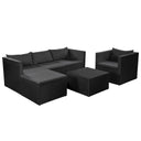 vidaXL 4-delige Loungeset poly rattan zwart en wit