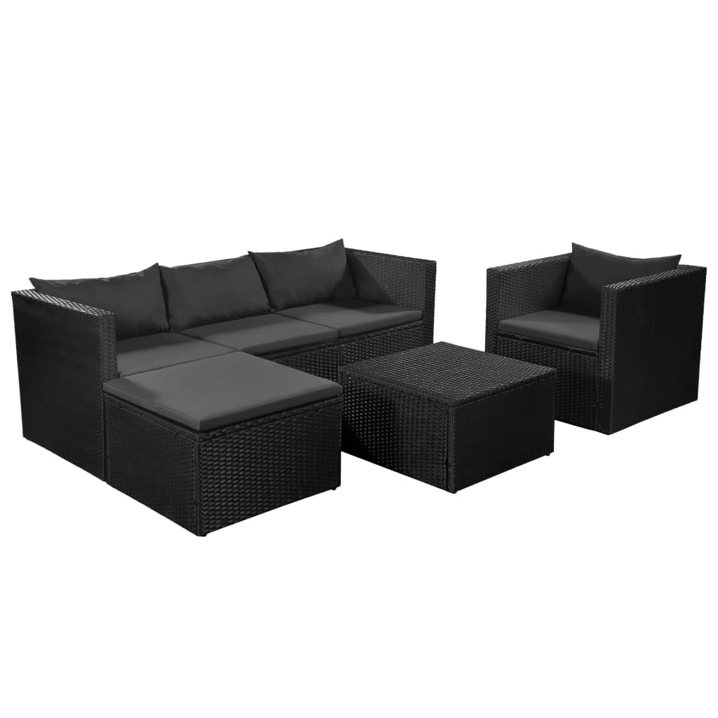vidaXL 4-delige Loungeset poly rattan zwart en wit