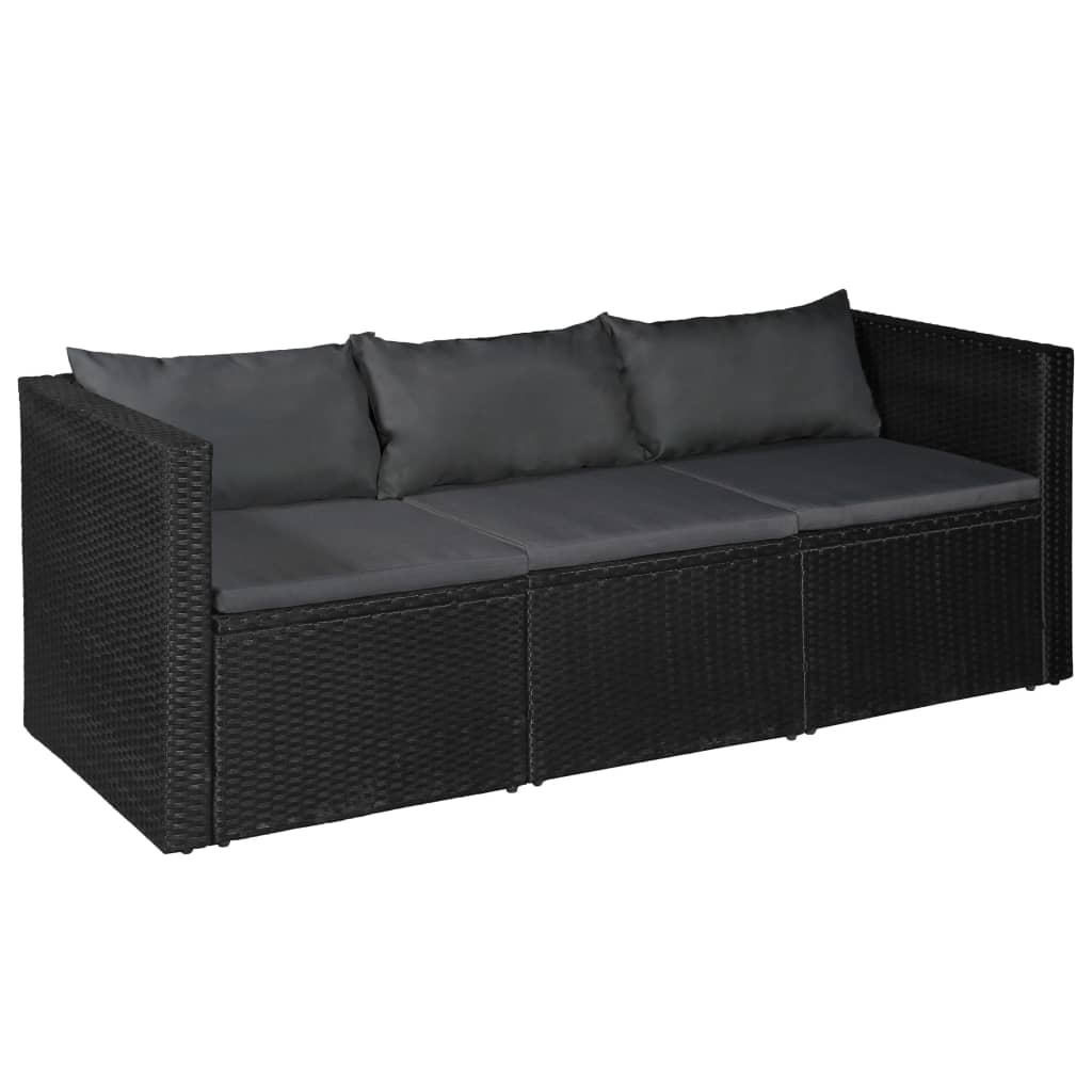 vidaXL 4-delige Loungeset poly rattan zwart en wit