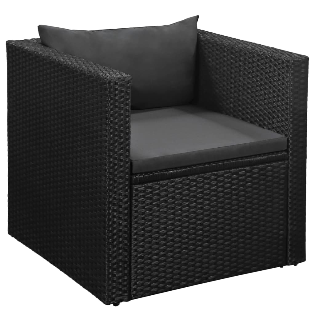 vidaXL 4-delige Loungeset poly rattan zwart en wit